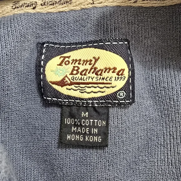 Tommy Bahama Relax 1/4 Zip Sweater Mens M Faded Blue Pullover Sweatshirt - Picture 12 of 13